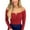 Red, variant on Women's Casual Cross Off Shoulder Deep V Neck Ribbed Knit Slim Wrap Tee Shirt Blouse