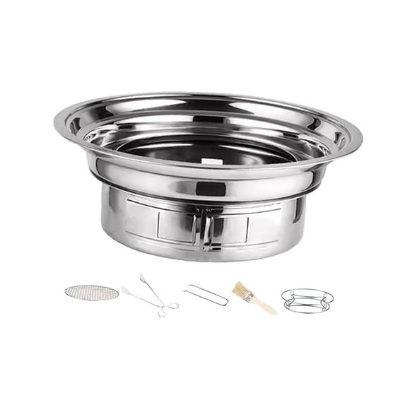 Parrilla de barbacoa redonda shamjiam parrilla portátil camping 35 cm