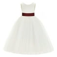 thumbnail image 2 of Ekidsbridal Ivory V-Back Satin Flower Girl Dresses for Wedding Toddlers Communion Baptism Christening 219T 2, 2 of 3