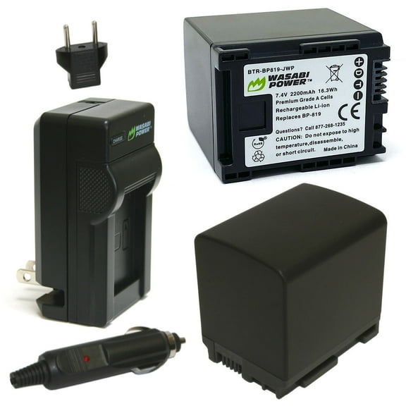 Wasabi Power Battery (2-Pack) and Charger for Canon BP-819