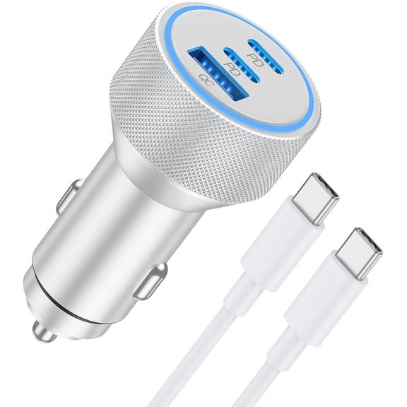 AoWoTo For iPhone 17/16/15 Pro Max Car Charger, 67W 3-Port Fast USB C Car Charger Power Cigarette Lighter Adapter with 3FT USB C to C Cable for iPhone 17/17 Pro/Air/16/15 Pro Max/Plus/16e, iPad