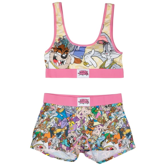 Looney Tunes Hip Hop Cast Sports Bra and Boy Short Panty Set-Large (36-38)