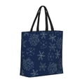 thumbnail image 2 of Naloa Snowflake Dark Blue Tote Bag for Women, Foldable Tote Bag With Zipper, Large Shoulder Bag, Top Handle Handbag for Travel, Work, Shopping, 2 of 9