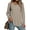 Khaki, variant on MOSHU V-neck T Shirts for Women Casual Long Sleeve Tunic Tops Curve Hem Fall Button Shirts