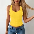 thumbnail image 3 of Dvprdro Womens Soft Stretchy Ruched Tank Tops Crewneck Sleeveless Pull On Solid Casual Summer T Shirts, 3 of 8