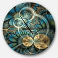 thumbnail image 1 of DesignArt Symmetrical Blue Gold Fractal Flower Large Wall Clock, 1 of 2