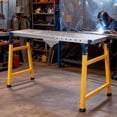 thumbnail image 2 of Heavy Duty Steel Construction Workbench, Folding Work Platform, Work Bench and Welding Table with Versatile Portable, Carbon Steel Frame, with 4 Wheels for Interior Decoration, 2 of 15
