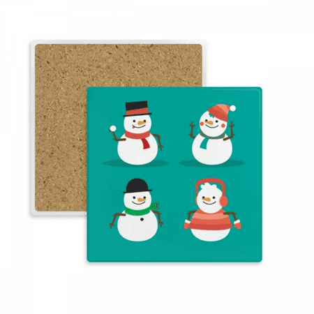 

Merry mas Snowman Festival Pattern Square Coaster Cup Mat Mug Subplate Holder Insulation Stone