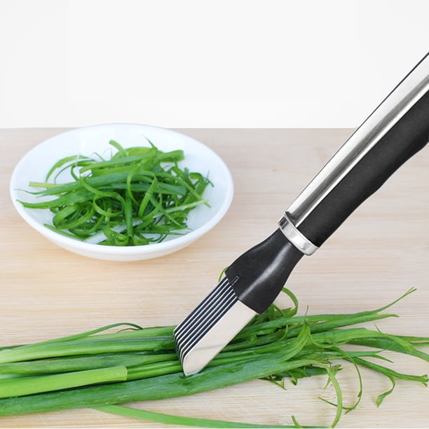 Picadora de alimentos manual de acero inoxidable, cortador de cebolletas, herramienta de cocina duradera y práctica