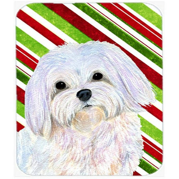Maltese Candy Cane Holiday Christmas Mouse Pad, Hot Pad Or Trivet
