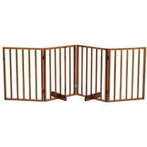 ZephyPaws Foldable Pet Gate for Dogs,24 inch 4 Panels Step Over Fence with 2 PCS Support Feet,Dog Gate for The House,Doorway,Stairs,Extra Wide Brown