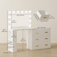 thumbnail image 3 of HOMCOM Vanity Desk with Mirror and 12 LED Lights, Makeup Table with Drawers, 3 of 10