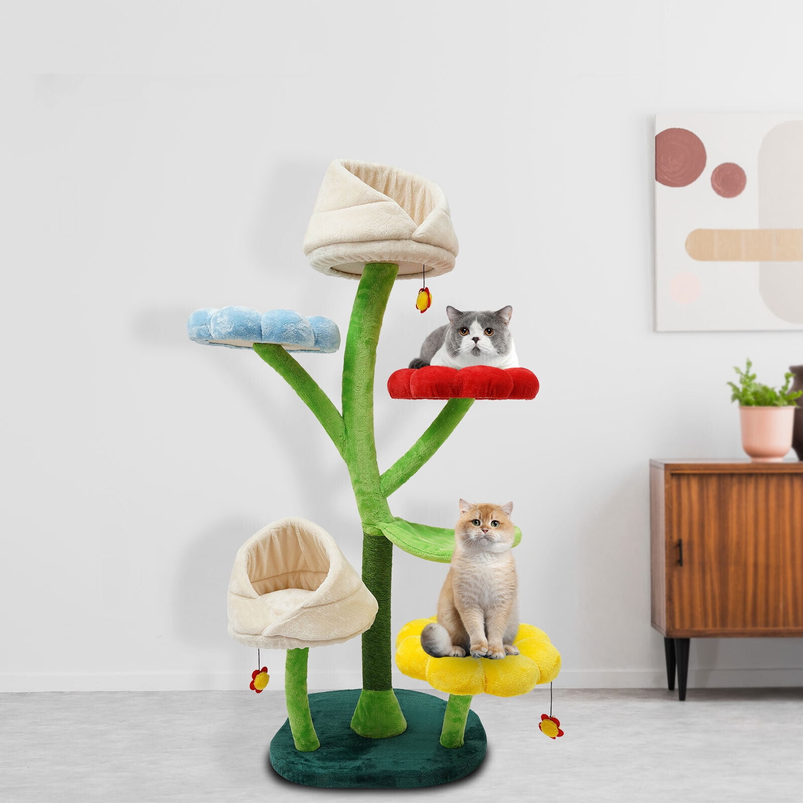 6 Tiers Indoor Cat Tree Tall Cat Tower for Large Cats 22 Lbs Cat Climbing Frame