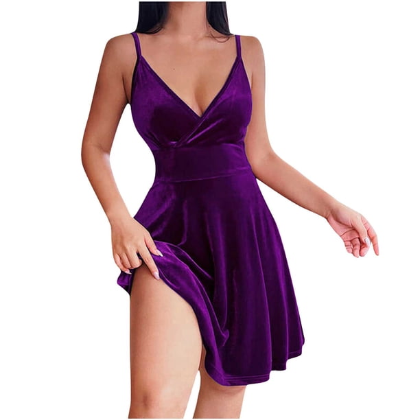 Vestido de tirantes sin mangas sexy de color sólido a la moda de verano para mujer Pompotops ghjkhdj8222