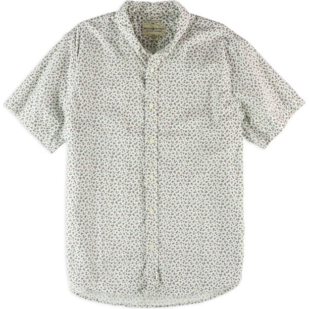 Ralph Lauren - Camisa con botones florales SS para hombre, color blanco roto, extragrande Ralph Lauren Botones al frente