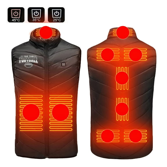 REORIAFEE Heating Vest Unisex Outdoor Warm with 9 Heating Zones Electric Heated Coat without Power Bank USB Rechargeable Washable Heat Jacket Outdoor Hiking Vest Black L
