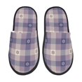 thumbnail image 1 of Fotbe Purple Floral Gingham Check Plaid Pantuflas Peludas para Mujer con Estampado, Zapatillas de Peluche, Zapatos de Invierno para Casa, Uso Interior y Exterior-Large, 1 of 8