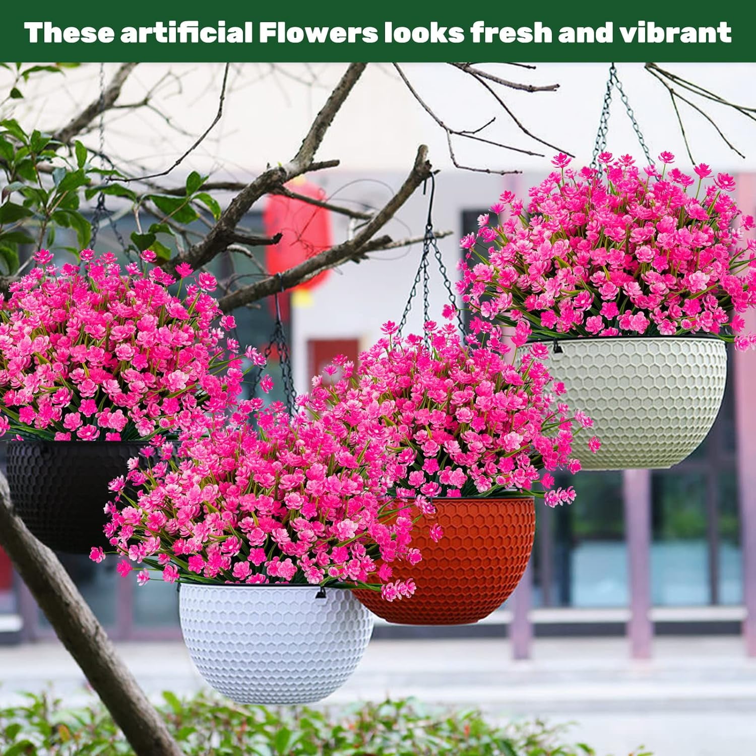 20pcs Artificial Fake Flowers,Plastic Flowers for Outdoor Decoration, UV Resistant Faux Flowers Shrubs, Artificial Plants for Indoor Outside Garden Home Wedding Farmhouse（5 Colors）