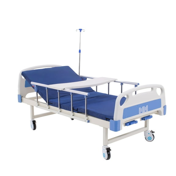Cama De Hospital ROXANA C/ Colchón Asjutable Hidrualica Color Blanco-Azul