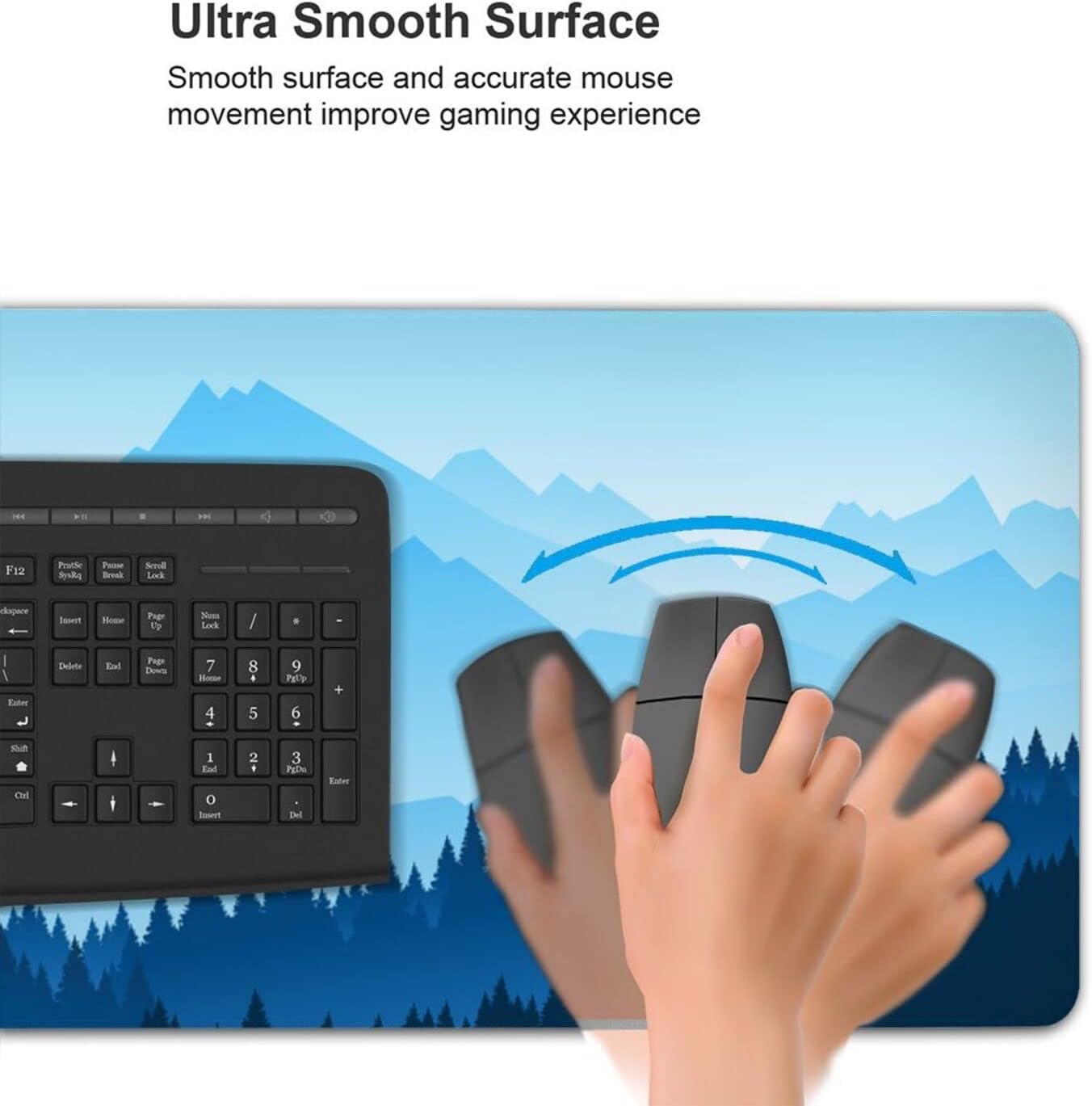 Blue Mountain Forest Landscape Mouse Pad Gaming XL Large Mousepad Desk Mat, Long Extended Big Keyboard Pads for Gaming and Office PC Laptop Computer, 31.5 X 11.8 Inch, Immerse in Nature