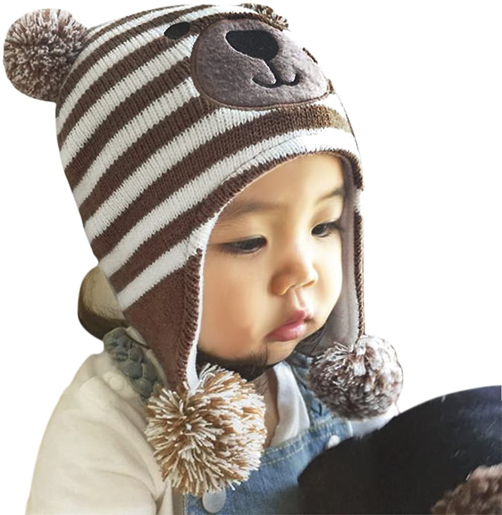 Winter hat Winter protection childrens earmuffs hat warm cute cotton hat warm knit hat boys and girls fashion cap Color : Blue 