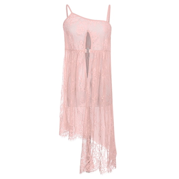 Lilgiuy Charming Women Lingerie Lace Round Neck Tulle Hollowed Out Split Skirt Charming Lingerie Gifts for Your Sister or Friends