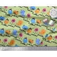 thumbnail image 2 of Soimoi Green Poly Georgette Fabric Stripe & Monster Cartoon Fabric Prints By Yard 52 Inch Wide, 2 of 3
