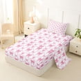 thumbnail image 2 of Erosebridal Pink Bow Twin Sheet Sets, Princess Style Bedding, 1 Flat Sheet, 1 Fitted Sheet and 1 Pillowcase, 2 of 5