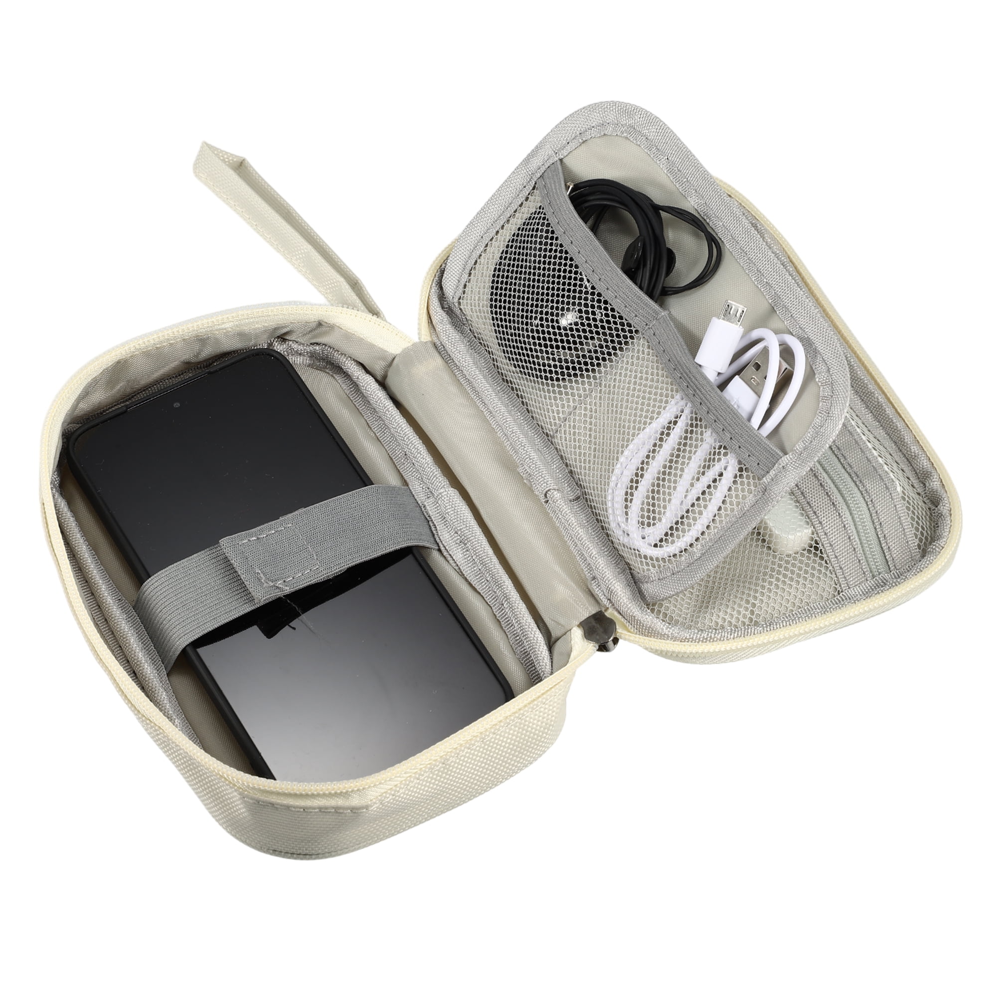 Unique Bargains Electronic Organizer Cable Waterproof Pouch for Accessories Biege