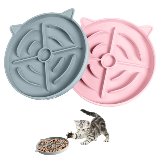 Comedero lento para gatos MateeyLife de silicona 2 piezas para comida seca/húmeda