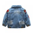 thumbnail image 2 of Kids Girl's Flower Printed Long-sleeved Denim Jacket, 2 of 6