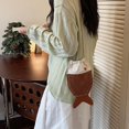 thumbnail image 4 of Hzzsbu Cute Fish Shape Crossbody Bag, Hollow Woven Leather Drawstring Shoulder Purse, 4 of 7