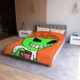 thumbnail image 1 of Big Smile Popcorn Green Visitor Peace Hat Microfiber Duvet Cover, 1 of 7