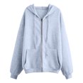 thumbnail image 3 of eileial Hoodies for Women Autumn and Winter Women's Sweater Sports Solid Color Cardigan Zipper Hooded Zip up Hoodie Women,Gray XL, 3 of 4