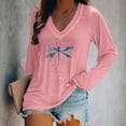 thumbnail image 2 of Weikingp Womens Tshirts Graphic Long Sleeve V Neck Top Cooling Shirts for Women's T Shirt Blend Printed Casual Tops for Women Pink 3XL, 2 of 3