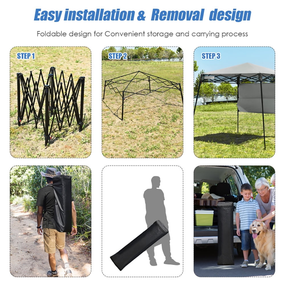 Aimee Lii 7 x 7 Feet Sland Adjustable Portable Canopy Tent with Backpack, Gazebo Tent for Party Wedding BBQ Events, Gray Aimee Lii 7 x 7 Feet Sland Adjustable Portable Canopy Tent with Backpack, Gazebo Tent for Party Wedding BBQ Events, Gray