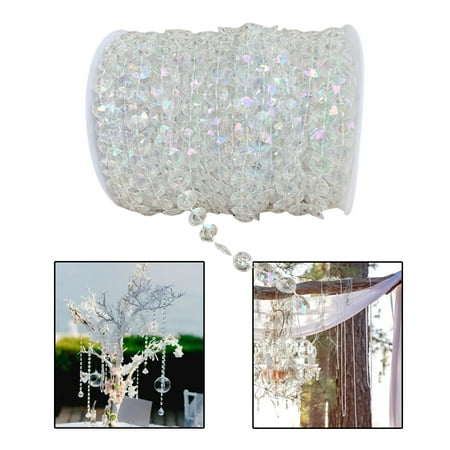 

1 Roll Crystal Bead Garland Strands Home Decorations 50ft 14mm Beads Chain Garlands for Christmas Light Chandeliers Ceerpieces - Shinning