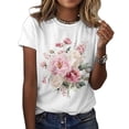 thumbnail image 1 of Camiseta ZOCANIA para mujer con cuello redondo y manga corta con estampado floral, 1 of 2