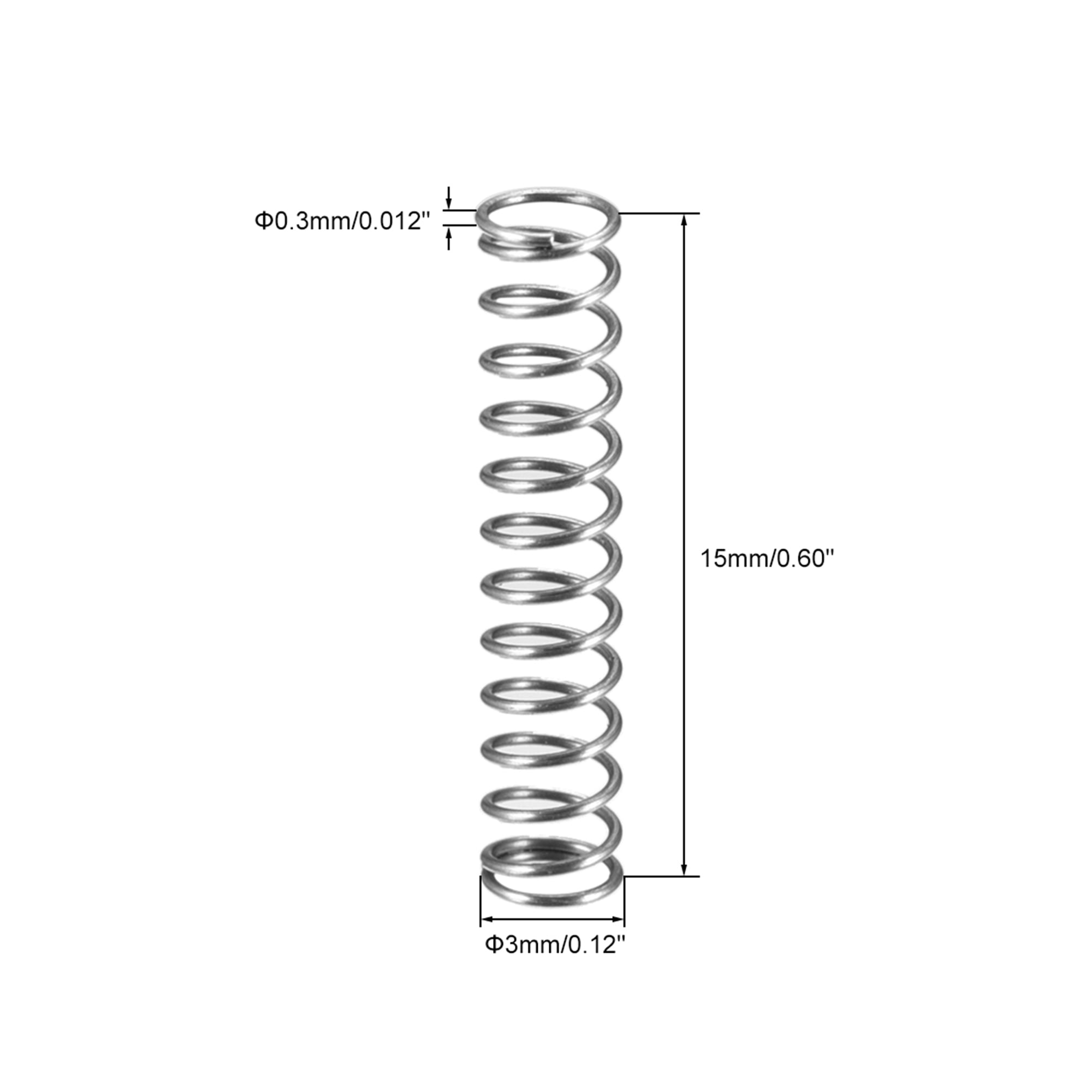 Wire Diameter 0.012" , OD 0.12" , Free Length 0.60" Stainless Steel
