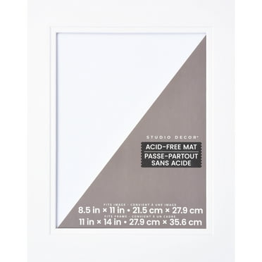 11" x 14" Brazilian White Double Mat with 8.5" x 11" Opening by Studio Décor - Acid Free Mat For Pictures and Framing - Horizontal or Vertical Display - 1 Pack