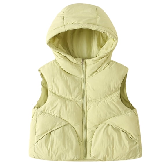 Bmisegm Stylish Hooded Vest For Kids Thick And Loose Fitting Sleeveless Outerwear For Ages 5 14 11-12 Years 150