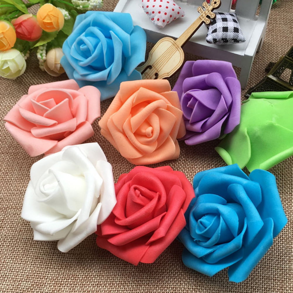 NICE 50/100 PACK OF 6 CM FOAM ROSES Choice Of Colours Artificial Flowers Wedding 