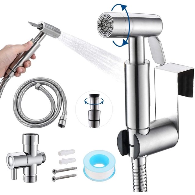 Bidet Sprayer for Toilet, Handheld Bidet Toilet Sprayer Set with Dual Mode (Jet/Stream), Bidet Attachment Accessory Kit for Toilet ,Wall Mounted /Toilet Tank Mounted,Muslim Shower for Self Cleaning