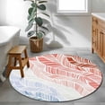 thumbnail image 3 of Ombre Orange Blue Round Area Rug 3.3Ft Washable Circle Rugs for Dining Room Table, Summer Coastal Ocean Sea Beach Wave Non-Slip Carpet Floor Mats Indoor Outdoor Carpet Runner Aesthetic Home Decor, 3 of 8