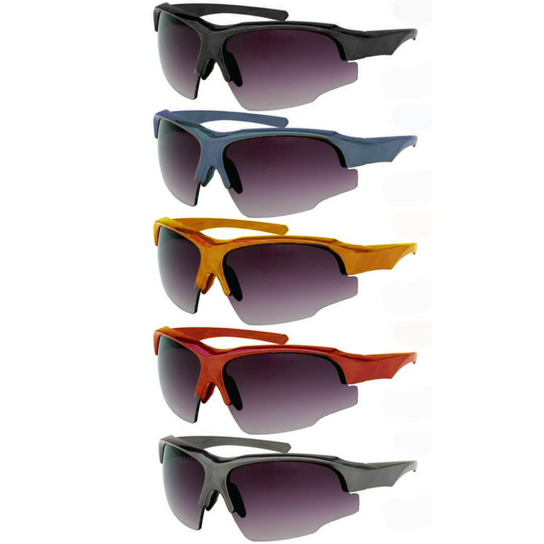 2 Mens Half Rim Sport Wrap Sunglasses Running Cycling Glasses UV400 Sun  Shades 