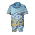 thumbnail image 5 of Mikilon Ensemble Élégant pour Femmes 2 Pcs Mode Col Rond Blouse Manches Courtes Hauts Shorts Ensemble Décontracté Bleu L, 5 of 5