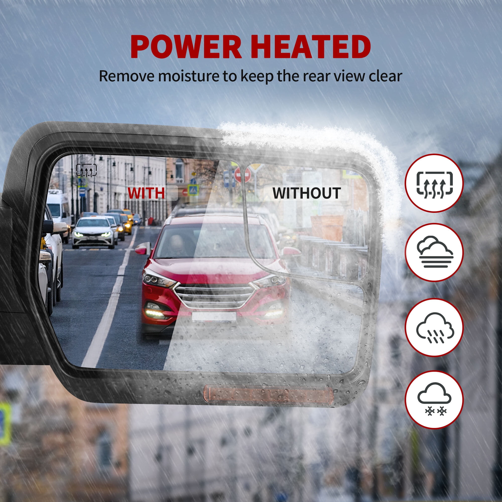 LEDKINGDOMUS Right Passenger Side Power Heated Door Mirror with Puddle Light & Turn Signal Compatible with Ford F150 2004 2005 2006 2007 2008 2009 2010 2011 2012 2013 2014 Black