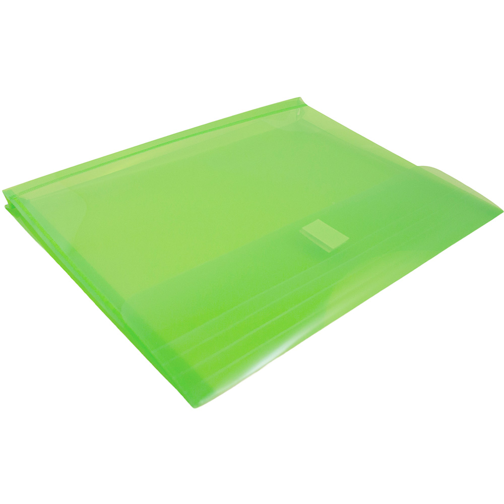 JAM Paper Plastic Expansion Envelopes, Hook & Loop, Letter Booklet, 9 3/4 x 13, 1 in Expansion, Lime Green, 3/Pack