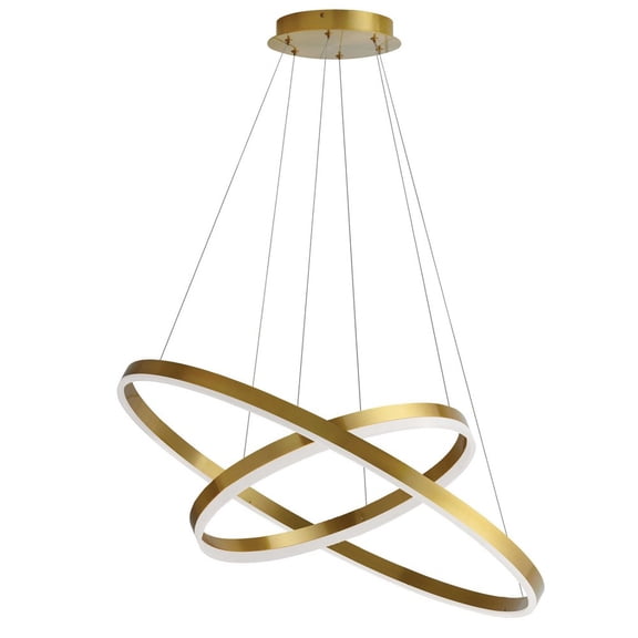 CIR-1497C-AGB Dainolite Circulo - 97W 2 LED 2-Tier Chandelier In Modern Style-14 Inches Tall and 29 Inches Wide-Aged Brass Finish