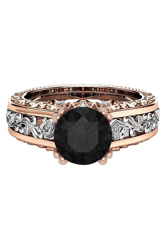 Rings for Women Non Tarnish Ladies Ring Alloy Plated 14K Rose Gold Color Separation Ring Jewelry Gift Pinky Ring Stainless Steel Rings for Women Costume Jewelry for Women(Black,9)